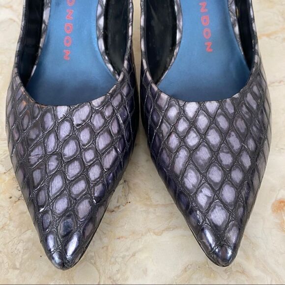 Sacha London Metallic Croc Embossed Leather Heels - Picture 5 of 9